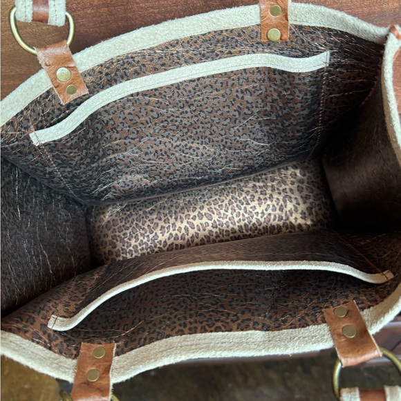 Small leather tote handcrafted - Picture 3 of 4